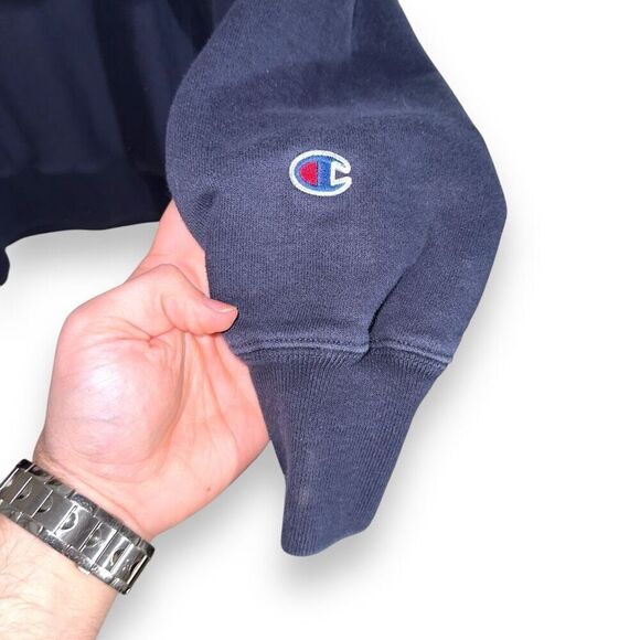 90s Champion Reverse Weave Ole Miss Embroidered Patch Crewneck Sweatshirt Sz L - Picture 5 of 6